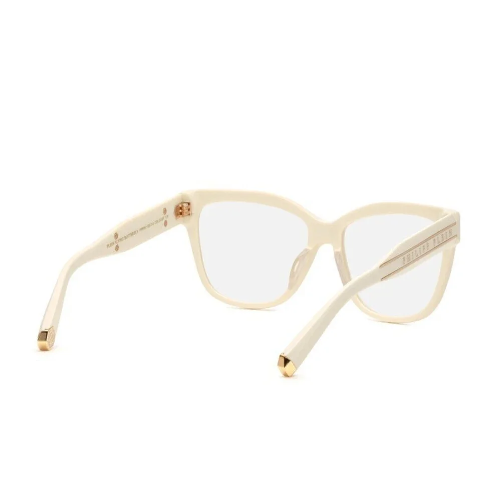 NWT PHILIPP PLEIN VPP051M 03GF Shiny Cream Eyeglasses